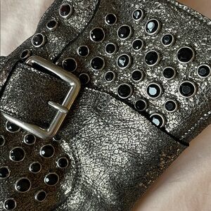 VERU CUOIO ITALIAN Black Studded High Heel Ankle Boots. Size 36